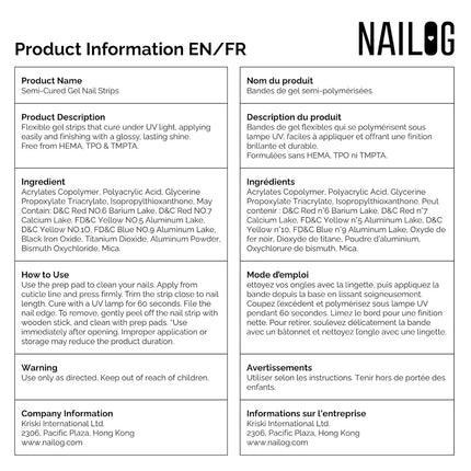 NAILOG Semi Cured Gel Nail Strips, Extra Long Nail Polish Strips (20 Pieces), Long Lasting Semi Cured Nail Stickers with Soft Glossy Gel Finish,Pink Bomb
