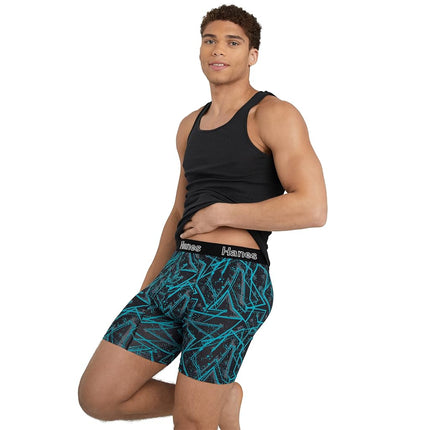Hanes Men's Comfort Flex Fit Boxer Briefs, Ultra Soft Stretch, Long Leg & Regular Leg, 3- Pack, Turquoise/Concrete/Black 3-pack, L