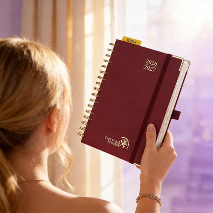 POPRUN Academic Diary 2026-2027 A5 Day to Page Spiral Hard Cover Mid Year Daily Diary (Jul'26 - Jun'27) A Day per Page with Monthly Tabs 26/27 Planner(Pacific Green)