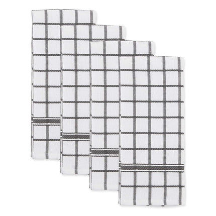 DII Basic Terry Collection Windowpane Dishtowel Set, 16x26, Mineral Gray, 4 Count