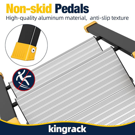 KINGRACK 2 Step Ladder, Wide Anti-Slip Aluminium Pedal, 330 lbs Load Black