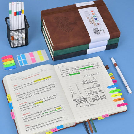 A5 Lined Journal Notebook - 365 Page Leather Journals for Writing Women & Men，Hardcover Notebook with 100Gsm Thick Pages，Daily Diary for Travel, Work，School，Note Taking，College Ruled (5.9" x 8.5")