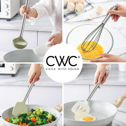 COOK WITH COLOR Silicone Cooking Utensils, 38-Piece Kitchen Utensil Set, Easy to Clean, Heat-Resistant, Non-Stick Safe, Green