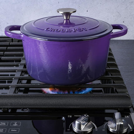 Olla redonda de hierro fundido esmaltado Crock-Pot Artisan, 4.7 litros, morado lavanda