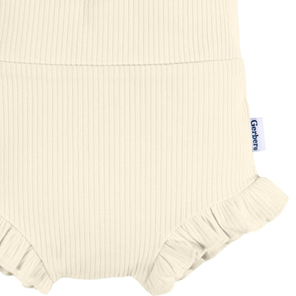 Gerber Baby Girls' 3-Pack Bubble Shorts, White, 12 Months