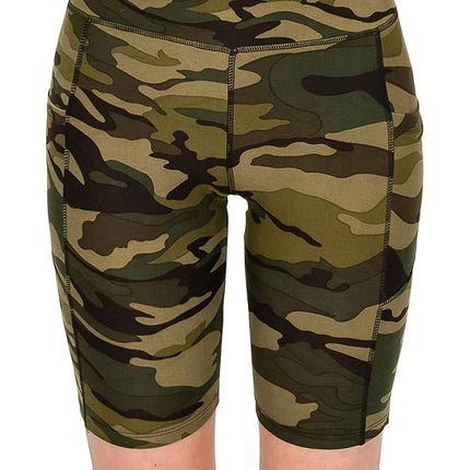 ALWAYS Pantalones Cortos de Yoga Camuflados para Mujer con Bolsillos - Cintura Alta Premium Suave de Compresión Elástica para Entrenamiento Militar de Bicicleta 143Tallas Grandes