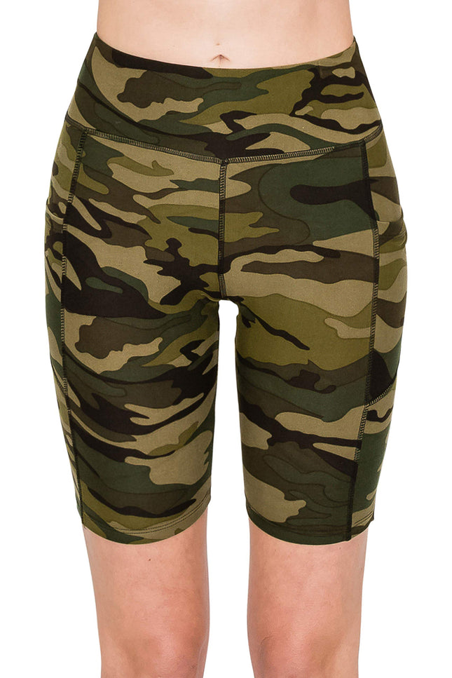 ALWAYS Short de yoga camouflage pour femme avec poches - Taille haute doux et extensible, pantalon de sport de compression militaire, pantalon de cyclisme 143 grandes tailles