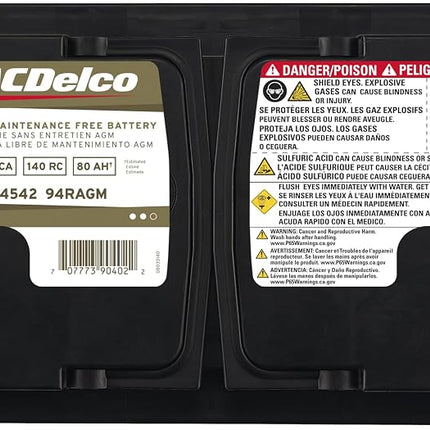 ACDelco 94RAGM Professional AGM Automotive BCI Group 94R Battery