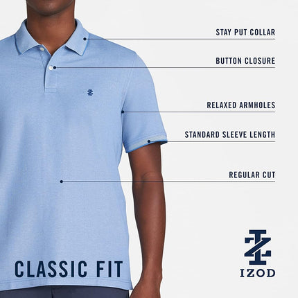 IZOD Men's Advantage Performance Short Sleeve Polo Shirt, Cantalope, Medium