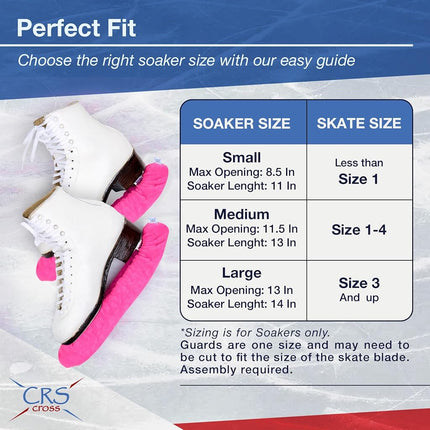CRS Cross Skate Guards, Soakers and Towel Gift Set - Ice Skating Guards and Soft Skate Blade Covers for Figure Skating or Hockey (Power Pink, Large)