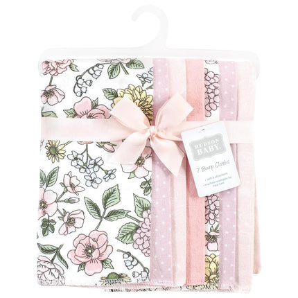 Hudson Baby Unisex Baby Cotton Flannel Burp Cloths, Vintage Blossom 7 Pack, One Size