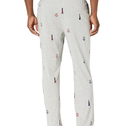 Nautica Men's Soft Woven 100% Cotton Elastic Waistband Sleep Pajama Pant Bottoms, Grey Heather, M