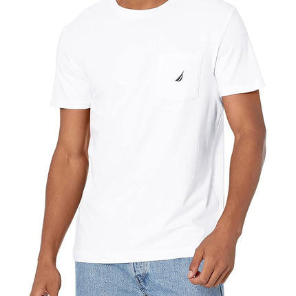 Nautica Men's Solid Crew Neck Short-Sleeve Pocket T-Shirt, Bright White, 5X-Large Tall