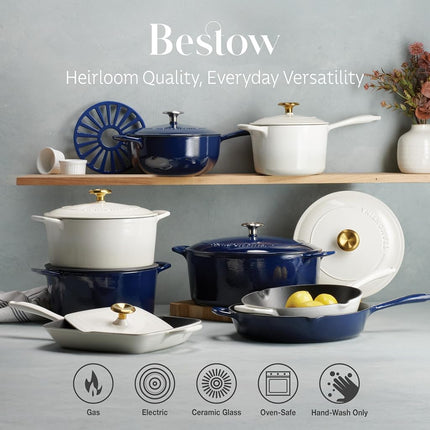 Tramontina Covered Round Dutch Oven Enameled Cast Iron 6.5-Quart Gradated Cobalt, 80131/076DS