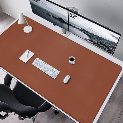 CENNBIE Leather Desk Mat,160x80 cm Extended Mega Size Professional Leather Desk Pad for Full Desk - Super Large XXXXL Large Mouse Pad (Brown)