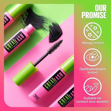 Maybelline Great Lash BIG Washable Mascara, Volumizing, Thickening, Lengthening Mascara, Very Black, 1 Count