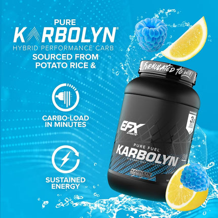 EFX Sports Karbolyn Fuel Complex Carbohydrate Post Workout & Pre Workout Powder Clinically Tested Intense Energy Supplement Shake,Blueberry Lemonade, (4 LB 4.8 OZ)