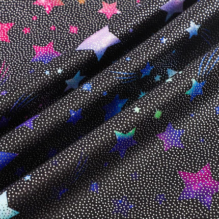 EQSJIU Gymnastics Leotards for Girls Sparkly Toddler Tumbling Outfits Dance Unitard Biketards with Shorts for Kids 1-10 Years, Colorful Stars, 5-6 Years