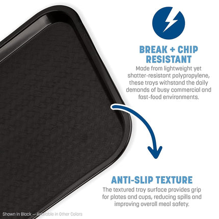 Carlisle FoodService Products Cafe Fast Food Cafeteria Tray with Patterned Surface for Cafeterias, Fast Food, and Dining Room, Plastic, 17.87 X 14 X 0.98 Inches, Black, (Pack of 12)