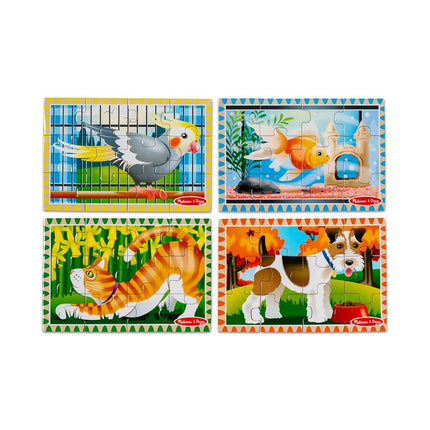 Melissa & Doug Wooden Jigsaw Puzzles in a Box 2-Pack for Preschool Boys and Girls � Pets, Vehicles
