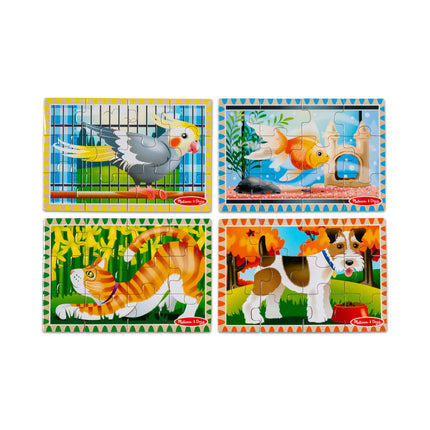 Melissa & Doug - Paquete de 2 rompecabezas de madera en caja para niños y niñas en edad preescolar: Mascotas, vehículos