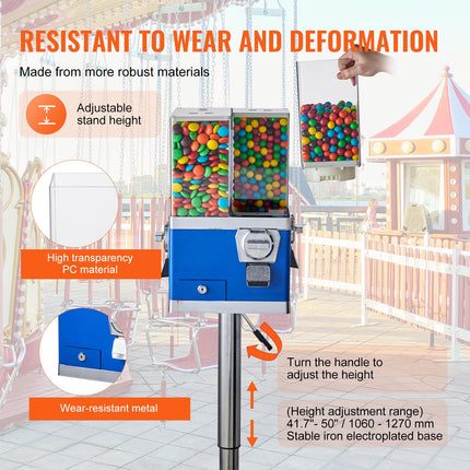 VEVOR - Commercial Vending Machine, Four Rotating Compartments, Candy and Candy Dispenser, Height Adjustable Candy Bank with Iron Stand, for Capsules