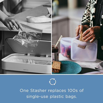 Stasher Silicone Reusable Storage Bag, 1/2 Gallon (Purple) | Food Meal Prep Storage Container | Lunch, Travel, Makeup, Gym Bag | Freezer, Oven, Microwave, Dishwasher Safe, Leakproof
