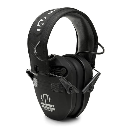 Casque anti-bruit électronique Walker's Razor Quad avec Bluetooth | 4 microphones Capture sonore à 360 degrés Protection auditive NRR de 23 dB Cache-oreilles de tir sportif avec 2 piles AAA, Noir