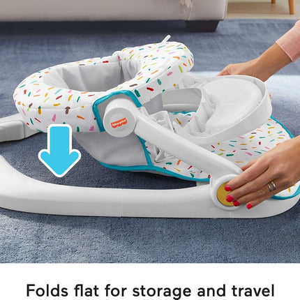 Fisher-Price Portable Baby Chair Deluxe Sit-Me-Up Floor Seat with Snack Tray and -Toy Bar, Rainbow Sprinkles (Amazon Exclusive)