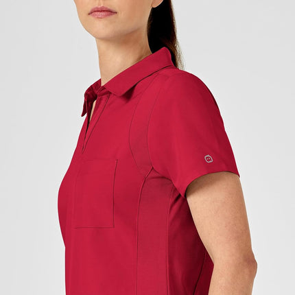 WonderWink Women's Collar Top, Red, X-Small