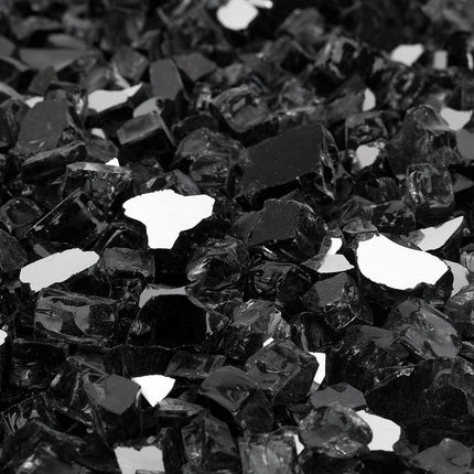 Mr. Fireglass 1/2 inch Reflective Fire Glass for Fireplace Fire Pit and Landscaping 10 lb High Luster Onyx Black