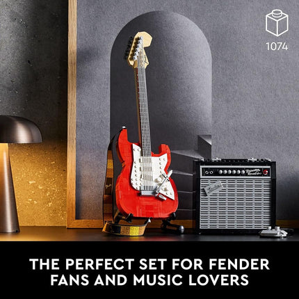LEGO Ideas Fender Stratocaster DIY Guitar Model Building Set with 65 Princeton Reverb Amplifier & Authentic Accessories, Gifts for Music Lovers, Guitarists, Men, Women, Him and Her 21329