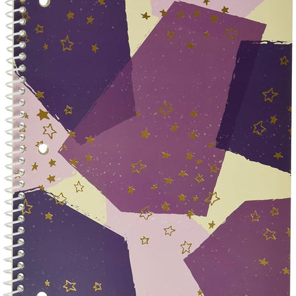 Cuaderno espiral Mead, 1 materia, a rayas universitarias, 70 hojas, 10-1/2" x 7-1/2", Shape It Up, morado, verde azulado, rosa, paquete de 3 (38191)