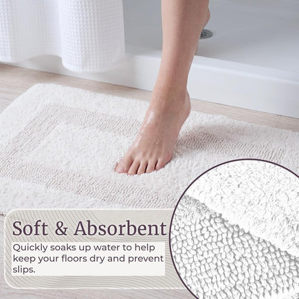 Bedford Home 100 Percent Cotton 2 Piece Reversible Rug Set - White