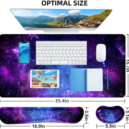 Lateefah Mouse Pad with Wrist Rest, Desk Mat + Keyboard Wrist Rest Set, Desk Pad for Keyboard and Mouse, 4-in-1 Large Mouse Pad with Wrist Support for Office, Home