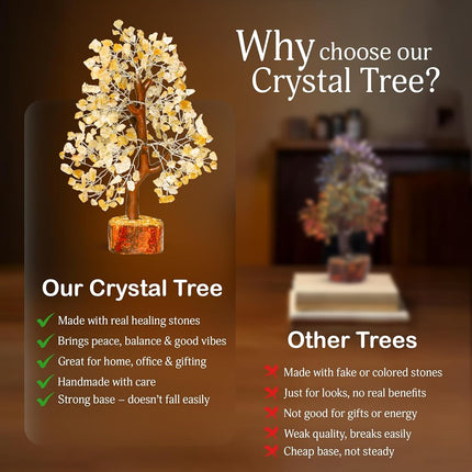 Citrine Crystal Stone - Gem Tree, Bonsai Tree of Life for Home, Meditation Accessories, Positive Energy, Arbol De La Abundancia