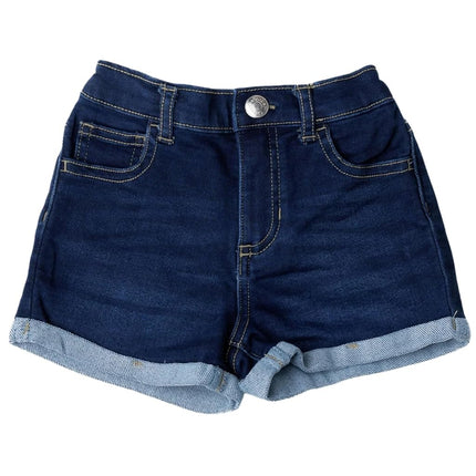 Gerber Baby and Toddler Girls Cuffed Denim Shorts, Dark Blue Denim Wash, 5T