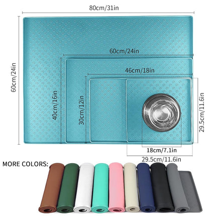 Ptlom Dog Food Mat Anti-Slip Pet Bowl Mats for Food and Water, High-Lips Pet Placemat Prevent Messy Spills to Floor, Waterproof Puppy Feeding Tray for Small, Medium Large Dogs Cats, Silicone