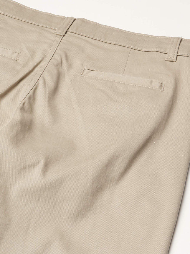 Nautica Boys' Flat Front Stretch Twill Chino Khaki Pant, 8