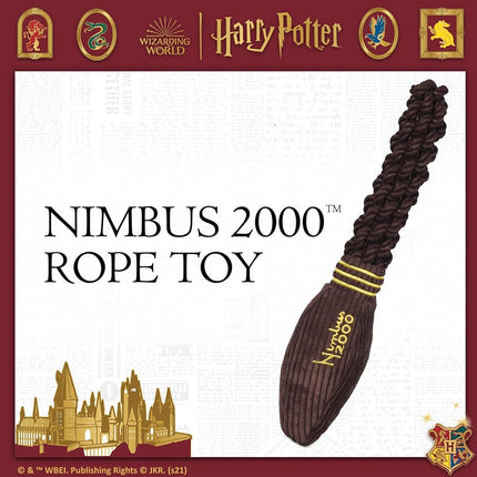 Harry Potter Nimbus 2000 Rope Pet Toy, 14 Inch | Nimbus 2000 Dog Toy for Tugging with Crinkle and Squeaker