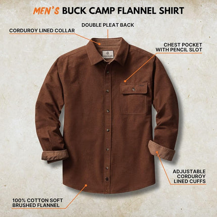 Legendary Whitetails Men's Flannel Shirt Long Sleeve Button Down 100% Cotton, Chestnut Heather, 4XL Big