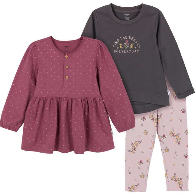 Gerber Baby Girls Toddler Girls' 3-piece (2 Tunics