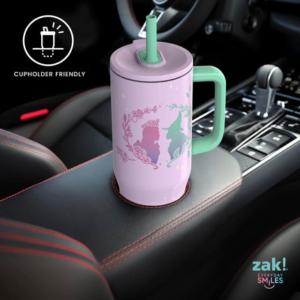 Zak Designs Wicked: vaso de viaje Sutton para llevar, 887 ml, acero inoxidable con aislamiento al vacío, pajita de silicona y asa de transporte para bebidas frías (Glinda y Elphaba)