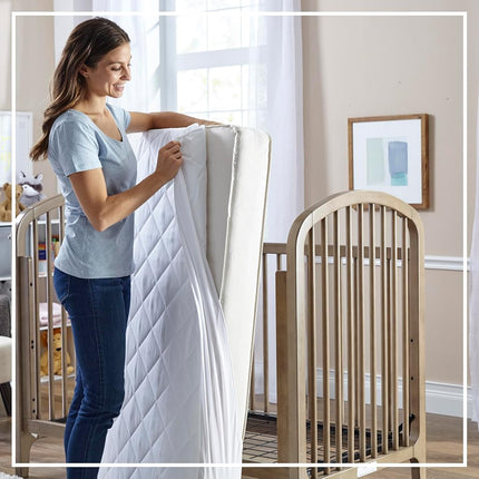 Sealy Baby Cool Comfort Cooling Breathable Waterproof Crib Mattress Protector Pad, Toddler Bed Cover, Infant and Newborn Durable Comfortable Topper, Machine Washable and Dryer Friendly, 52x28”- White