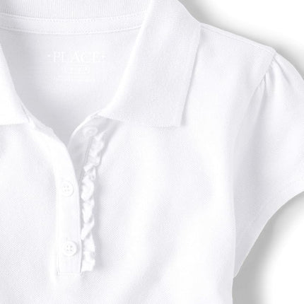 The Children's Place Girls' Short Sleeve Ruffle Pique Polo Multipack, Yellow/Aurora Pink/White 3-Pack, Yellow/Aurora Pink/White 3-Pack, Large