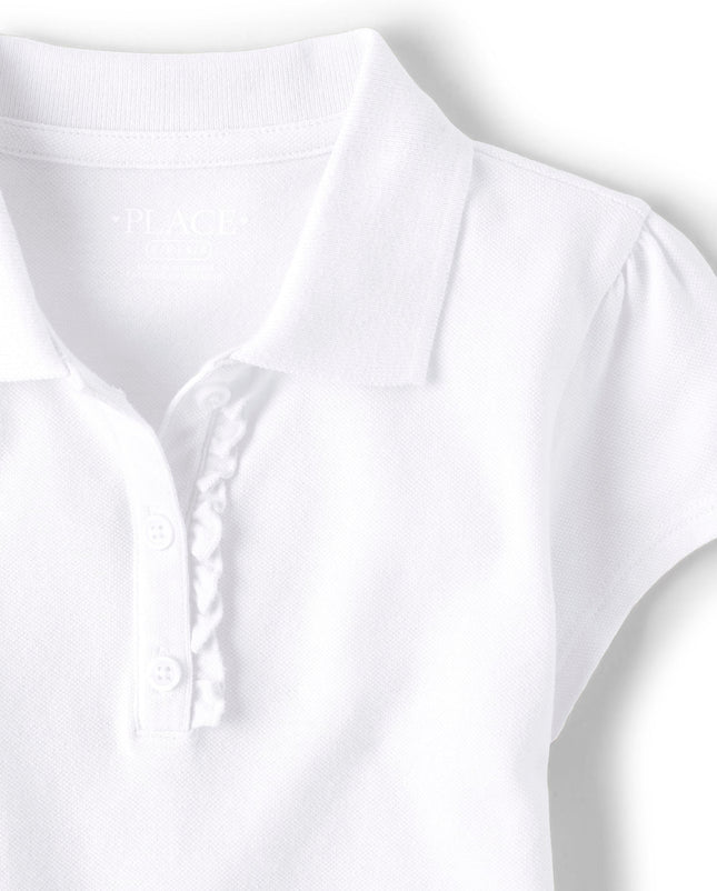 The Children's Place Girls Short Sleeve Ruffle Pique Polo, 3 Pack, Spruceshad/Daybreak/White, X-Large