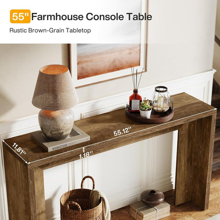 Tribesigns Farmhouse Console Table, 140 cm Wooden Sofa Table with Storage for Entrance, Foyer, Hallway, Living Room, Easy Assembly, Rustic Brown