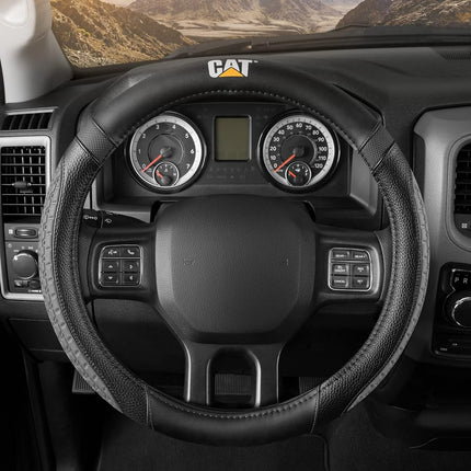 Funda para volante de coche Cat DuraGrip, grande de 16 pulgadas, diseño de agarre de tracción inspirado en la banda de rodadura, funda negra para volante de coche,