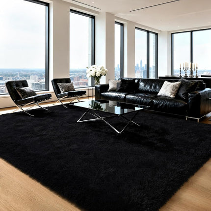 HOMORE - Black Area Rug for Bedroom 4x6 Furry Rug 