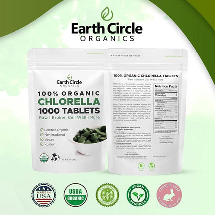 Earth Circle Foods Chlorella Tablets, 1000 Count